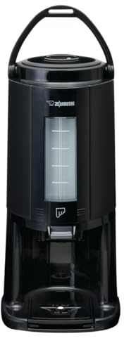 ZOJIRUSHI Thermal Gravity Pot Glass Lined Beverage Dispenser w/Small Stand Coffee Server, 84 oz, Black