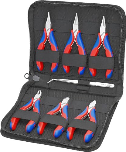 KNIPEX Elektronikzangen-Set mit Werkzeugen für Arbeiten an elektronischen Bauteilen 7-teilig 215 mm, 00 20 16