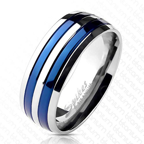 Bungsa 64 (20.4) Ring Blaue Streifen Titan Frauen & Männer