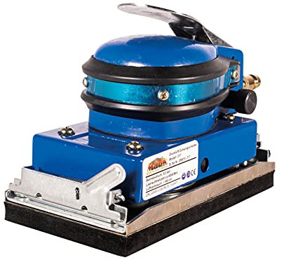 MAUK® Druckluft Schwingschleifer inkl. 5 Schleifpapier Pads & Kupplungsstück | Schleifmaschine Exzenterschleifer