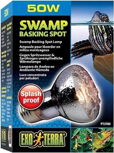 Exo Terra Swamp Basking Spot, ideal für Aqua- und Feuchtterrarien, gegen Spritzwasser und Sprühregen unempfindliche Wärmelampe, R20, 50W, Fassung E27