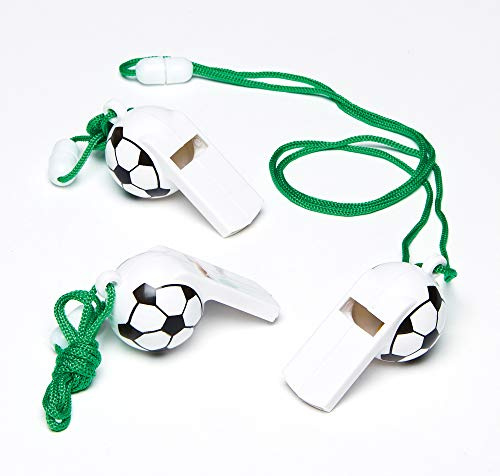 Baker Ross AF325 Football Whistles Perfect Party Bag Filler for Children (Pack of 6), 5cm
