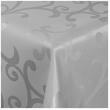 Damast Tischdecke Maßanfertigung im Milano-Design in grau-Silber 110x160 cm eckig,weitere Längen und Farben wählbar
