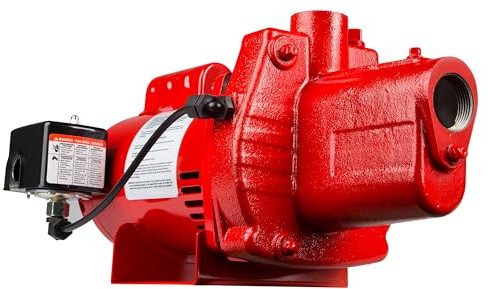 Red Lion RJS-50-PREM 1/2 HP, 12 GPM, 115/230 Volt, Premium Cast Iron Shallow Well Jet Pump, Red, 602206