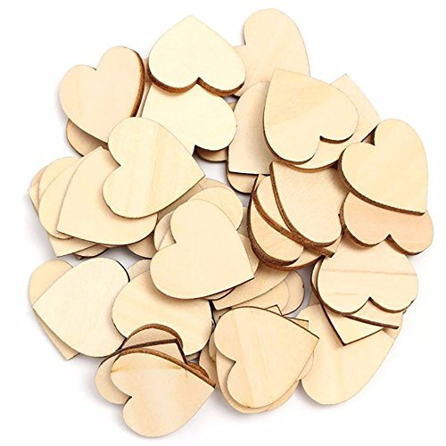 TRIXES 100 cuori in legno 5 cm per decorazioni | Cuori rustici in legno per matrimoni, libri firma, fai da te e decorazioni