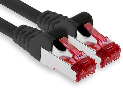 1aTTack.de - 1x 30m câble patch CAT6 S/FTP blindage PIMF câble réseau CAT.6 RJ45 câble Ethernet routeur LAN DSL commutateur modem panneau de brassage - noir - 1 pièce