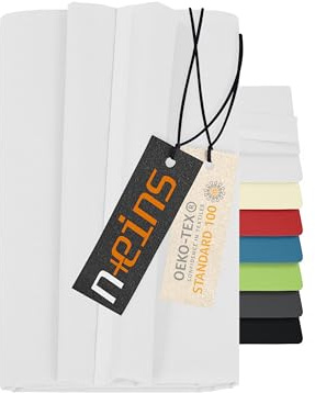npluseins Betttuch - Haustuch - Bettlaken - aus 100% Baumwolle in 7 ausgesuchten Farben - Laken ohne Gummizug - Einheitsgröße von ca. 150 x 250 cm, weiß
