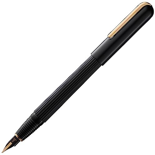 LAMY imporium Füllhalter 060 - Füller mit ungewöhnlichem Korpus in mattschwarzer PVD Veredelung, einem polierten Clip aus Gold (galvanisiert) und einem 14 kt. Bicolor-Goldfeder - Federstärke B