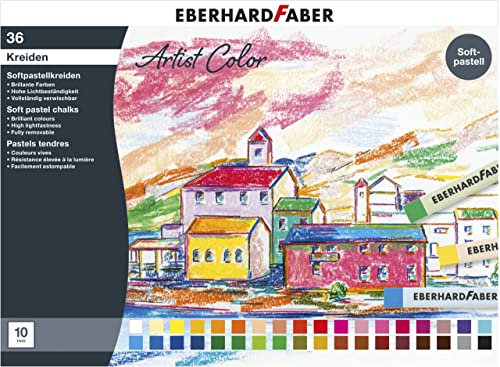 Eberhard Faber 522536 - Artist Color Softpastellkreiden in 36 brillanten Farben, weicher Abstrich, im Kartonetui, zum Mischen und Verreiben, ideal für flächiges Malen, in der Schule und Freizeit