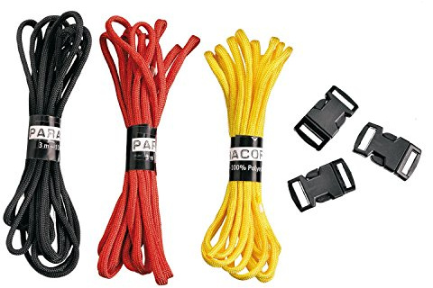 knot knot Paracord Set Germany: Paracord (Schwarz/Rot/Gold), Material und Anleitung für 3 Armbänder