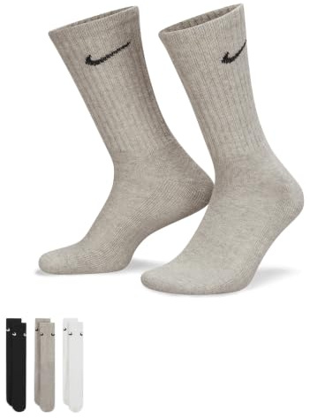 NIKE 3ppk Value Cotton Crew-smlx, Calze Uomo, Carbon Heather/White/Black, M