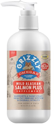 Grizzly Pet Products Salmon Plus Omega 3-6-9 Food Supplement for Dogs and Cats, 8 Ounce