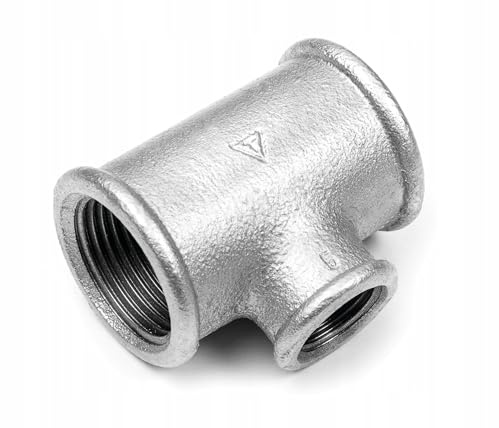 Gewindefitting T-Stück Reduziert verschiedene Größen DVGW Temperguss verzinkt Fitting Gewinde Temperguß Fittinge (1 x 3/4 x 1)