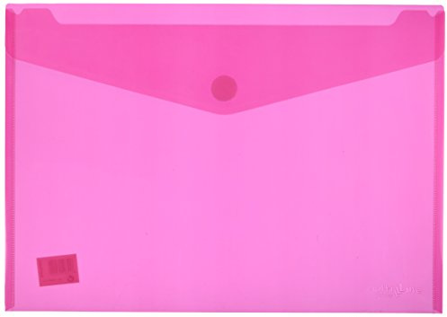 Grafoplas - Pack 5 Carpetas Sobres Plastico A3, Cierre Textil Adhesivo, Rosa Fucsia, Multiline, 33,5x24cm, Polipropileno Cristal Rayado Traslúcido, Perfecto para Dibujos y Documentos Grandes
