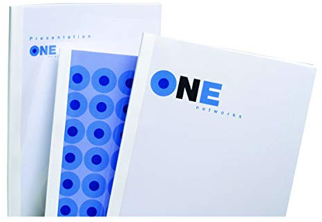 GBC | Lot de 50 Couvertures de Reliure Thermique ThermaBind A4 | Tranche 35 mm | Dos Blanc Satiné | Face Transparente PVC | Jusqu’à 310 Feuilles | Finition Premium | Professionnels | IB370120