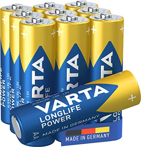VARTA Batterien AA, 10 Stück, Longlife Power, Alkaline, 1,5V, ideal für Spielzeug, Funkmaus, Taschenlampen, Made in Germany