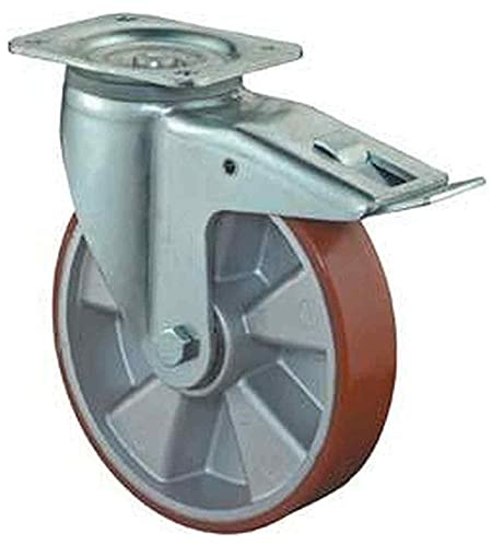 BS Rollen Transportrolle LB520.B90.125 Lenkrolle mit Totalfeststeller, Raddurchmesser 125 mm,