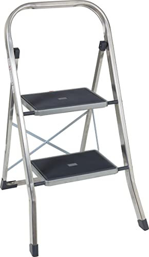 Sgabello scaletta in alluminio 2 gradini antiscivolo H83cm uso domestico JK-2