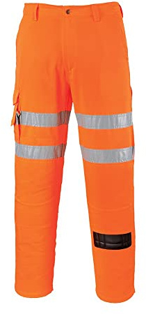 Portwest RT46 Hi-Vis Rail Work Trousers 2 Back Patch Pockets Pull-On Design | Orange, 4X Large, EN ISO 20471 Class 2, RIS 3279-TOM, UPF 40+, Regular Fit, Texpel Stain Resistant Finish, Reflective Tape