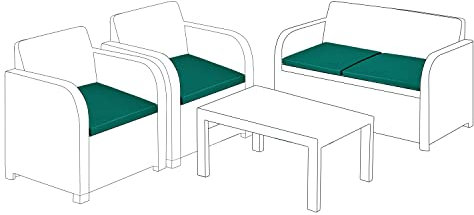 Gardenista Outdoor 4 Piece Rattan Replacement Cushion Set | Garden Seat Pads for Keter Allibert Carolina Rattan Furniture | Water Resistant Patio Furniture Chair Padding | Soft & Durable (Green)