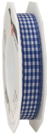 PRÄSENT Vichy Geschenkband Royalblau/weiß, 20 m Dekoband zum Verzieren & Basteln, 15 mm Breite, Kariertes Band für Bunte Dekos & Geschenkverpackungen, zu feierlichen Anlässen