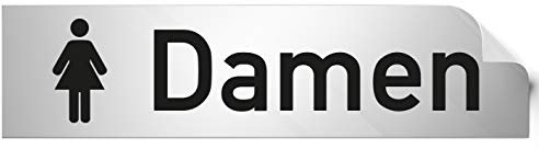 Türschilder24 Folienschild Türschild • Damen WC • PVC Hinweisschild • 160 x 40 mm Silber • selbstklebend • Kratzfester Druck • UV Beständig