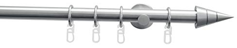 GARDINIA Gardinenstangen-Set Kegel, 1-läufig, Komplettstilgarnitur inkl. Befestigungsmaterial, Länge 160 cm, Edelstahl-Optik