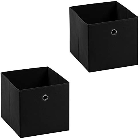 IDIMEX Stoffbox ELA, praktische Faltbox im 2er Pack, schöne Aufbewahrungsbox faltbar, einfacher Einschubkorb schwarz