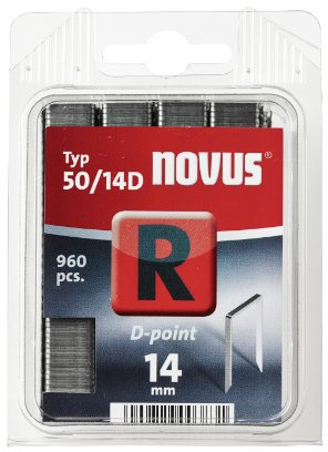 Novus Flachdrahtklammern 14 mm, mit D-Spitze, 960 Klammern, Typ 50/14D, Paneelklammern für erhöhten Auszugswiderstand