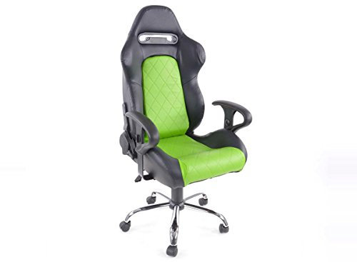 FK-Automotive Bürostuhl Sportsitz Detroit mit Armlehne, Kunstleder schwarz/grün
