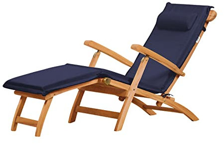 Kai Wiechmann Deckchair Auflage mit Nackenkissen im Set blau für Gartenliege Hochlehner