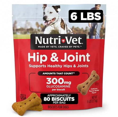 Nutri-Vet Hip & Joint Biscuits for Dogs, Dog Hip & Joint Supplement, Functional Treat, Large Sized Biscuit, 300mg of Glucosamine, 6 lb Bag