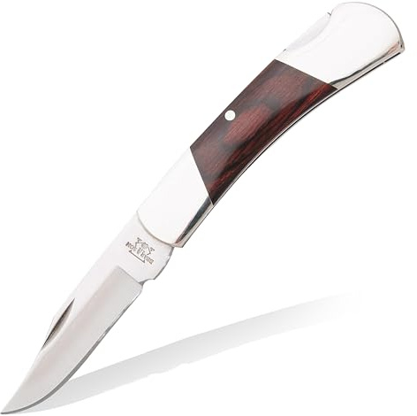 Bear & Son Small Folding Pocket Knife – 2.25 Clip Point Blade 440 Stainless Steel | EDC Knife with Rosewood Handle & Nickel Silver Bolsters | Manual Lockback for Everyday Carry, Camping & Outdoor Use