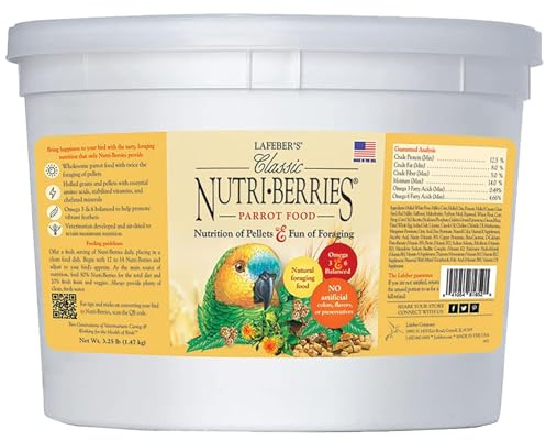 LAFEBER'S Classic Nutri-Berries Pet Bird Food, Made with Non-GMO and Human-Grade Ingredients, for Parrots, 3.25 lb