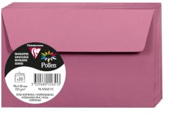 Clairefontaine 55651C - Paquet de 20 Enveloppes Auto-Adhésives - Format 9x14cm - 120g/m² - Coloris Rose Hortensia - Invitation Evènements et Correspondance - Gamme Pollen - Papier Premium Lisse