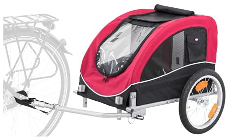 TRIXIE Hundeanhänger für das Fahrrad 58 × 52 × 79 cm bis zu 30 kg – faltbarer Hundefahrradanhänger mit Bremsen – mit Signalwimpel und Anhängerkupplung, 12816