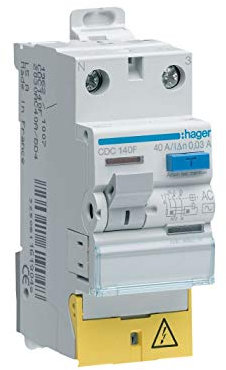 interrupteur différentiel hager - 63a - 30 ma - 1 pôle + neutre - type ac - vis / vis