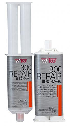 2 K Pur industriale plastica colla plastica riparazione vetroresina colla nero 50 ML, 2 Mix Beccucci per carrozzeria e veicolo Bau