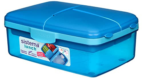 Sistema 42965 Lunch Slimline Quaddie-50.7 oz, Blue/Green, 1.5 L