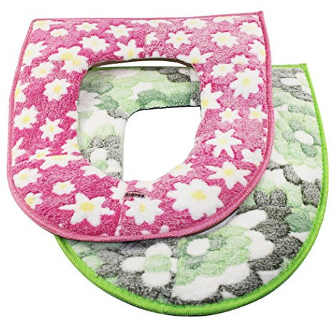 Dianoo 2PCS Plüsch Toilette Sitzbezüge, Badezimmer Weich Warme Waschbar Toilleten Sitz Abdeckungskissen, 2PCS (die Farben werden zufällig gesendet werden)
