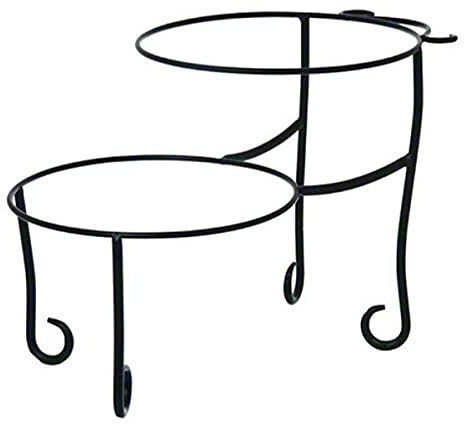 American Metalcraft TLSP1219 Wrought Iron Pizza Stand with Curled Feet, Two-Tier, 12 H x 19 W, Black