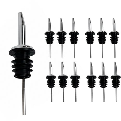 Spill-Stop 285-50 Chrome Tapered Pourer Dispenser Spouts with Poly-Kork, Metal, Black/Silver