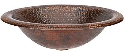 Premier Copper Products LO18RDB 18-Inch Wide Rim Oval Self Rimming Hammered Copper Sink, Oil Rubbed Bronze