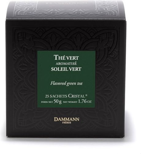 Dammann Frères - Thé Vert Soleil Vert - Sencha Vert à l'Orange - Boîte 25 Sachets Cristal - 50g