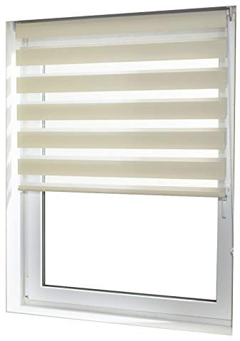 casa pura® Doppelrollo Day & Night mit Doppelfunktion - tageslichtdurchlässig und verdunkelnd - in 8 Größen | Beige/Creme | 70x150cm