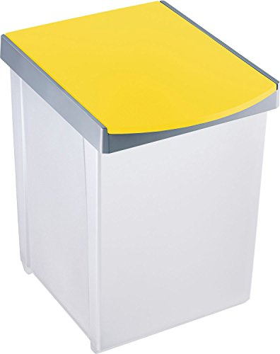 Helit H6400018 Wertstoffsammelbox mit Deckel, 20 L, grau/Deckel gelb