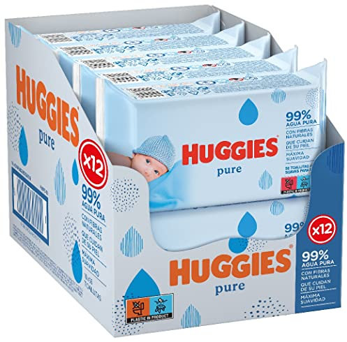 Huggies Pure, Baby Wipes, 12 Packs (672 Wipes Total) - Natural Wet Wipes for Sensitive Skin - 99 Percent Pure Water - Fragrance Free to Clean and Protect