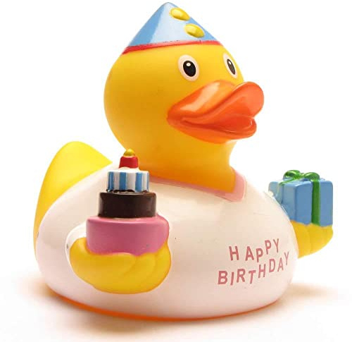 Duckshop I Badeente Geburtstags Mädchen I Quietscheente - L: 8,5 cm I Quietscheentchen I Geschenk zum Geburtstag I Präsent Sammler