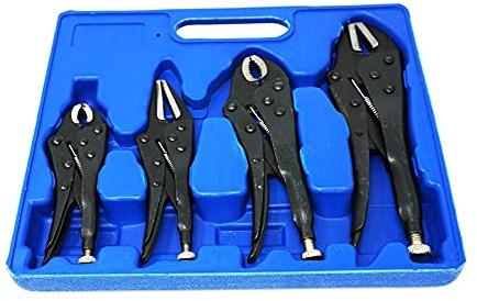 Dapetz ® 4 piece Heavy Duty Grip Wrench Set Vice Locking Lock Pliers Mole Grips Tools Heat Treated Steel with Serrated Jaws Comes with Adjustable Tension and Quick Release Action Jaws
