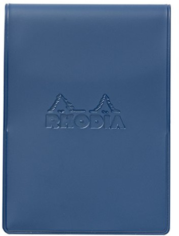 RHODIA cf11icid Notepad with PVC Cover, No.11 (A7), Incolor, Indigo Blue (Block Rodia No.11, Orange Filled, 80 Sheets, 0.2 inch (5 mm) Grid)
